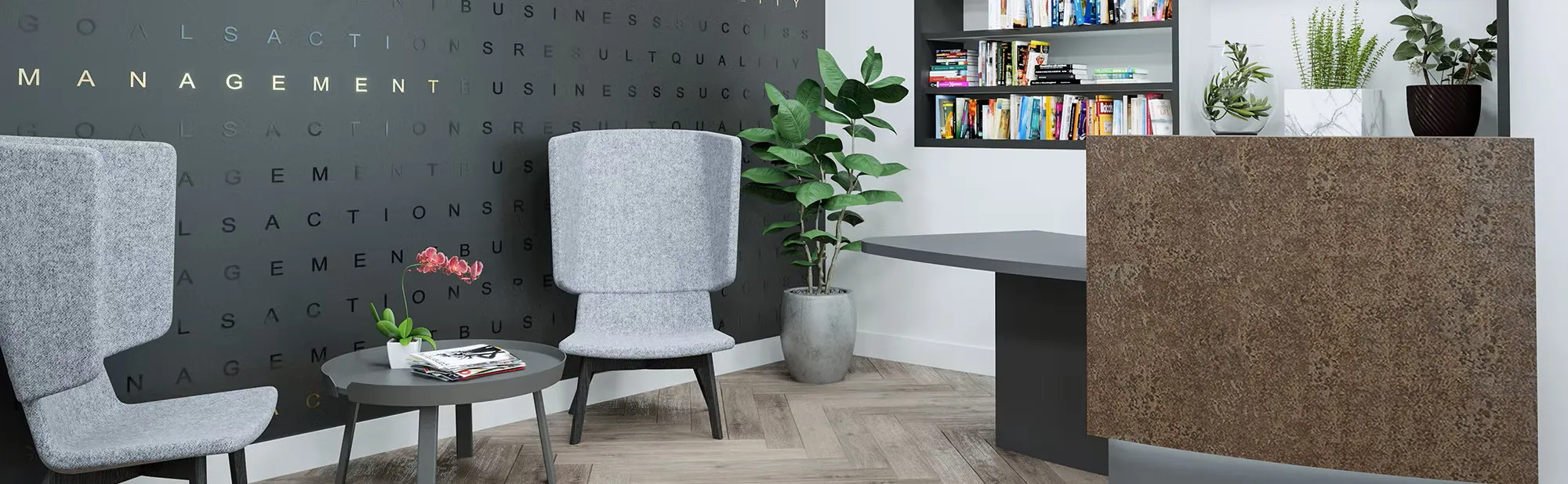 Clarke Rendall Evoke Reception Desk - Presentation Media